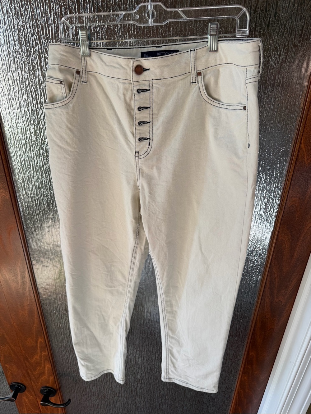 Boden Ivory Button-Fly Straight Leg Pants 14R • Classic & Chic
